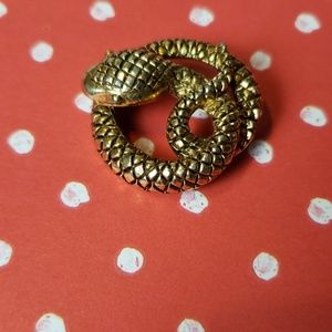 Gold Figural Snake Brooch